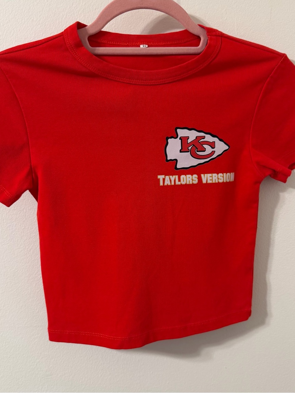 Kansas City Red Graphic Baby Tee - Taylors Version Kelce 87 Size XS